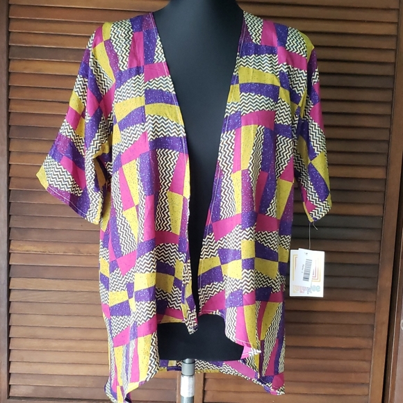 LuLaRoe Colorful Overlay Blouse Women's Size Medium NWT - Picture 2 of 7